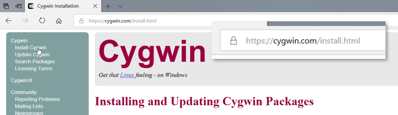 The Cygwin website