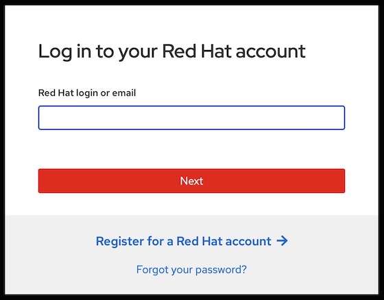 Log in with your Red Hat account.