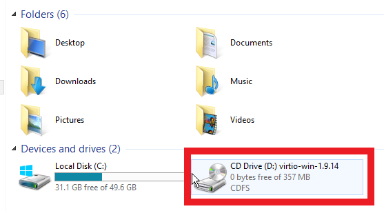 Windows file explorer showing the CD drive.