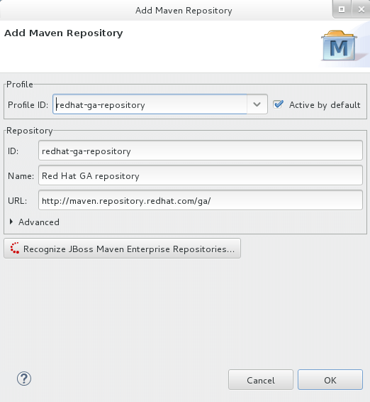 Select redhat-ga-repository from the drop-down list profile.