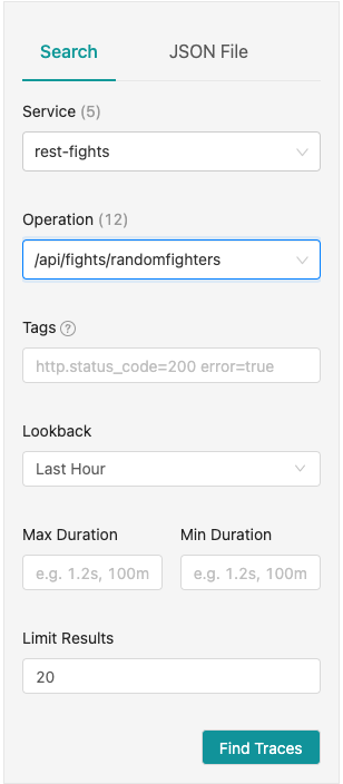 Fill out the Search boxes as indicated in the text for the /api/fights/randomfighters endpoint.