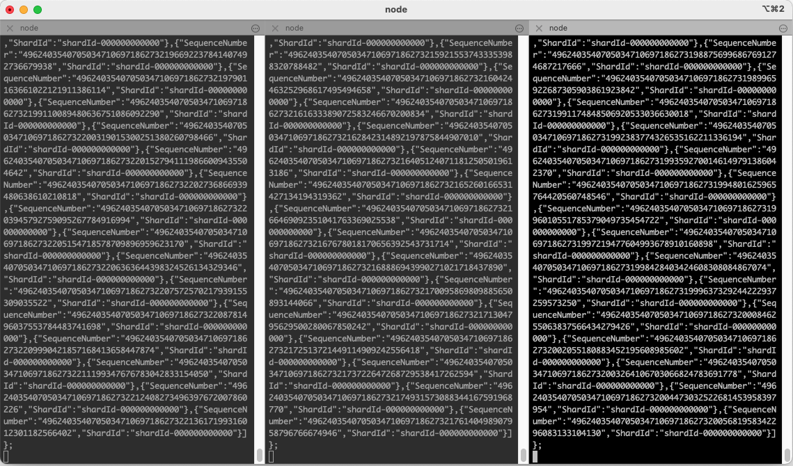Three produces are streaming JSON into Kinesis.
