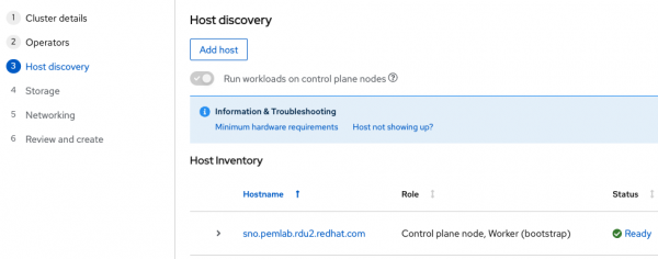 Hybrid Cloud Console host discovery wizard.