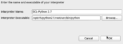 Screenshot: Select interpreter
