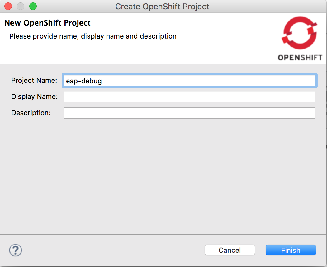 OpenShift Explorer New Project