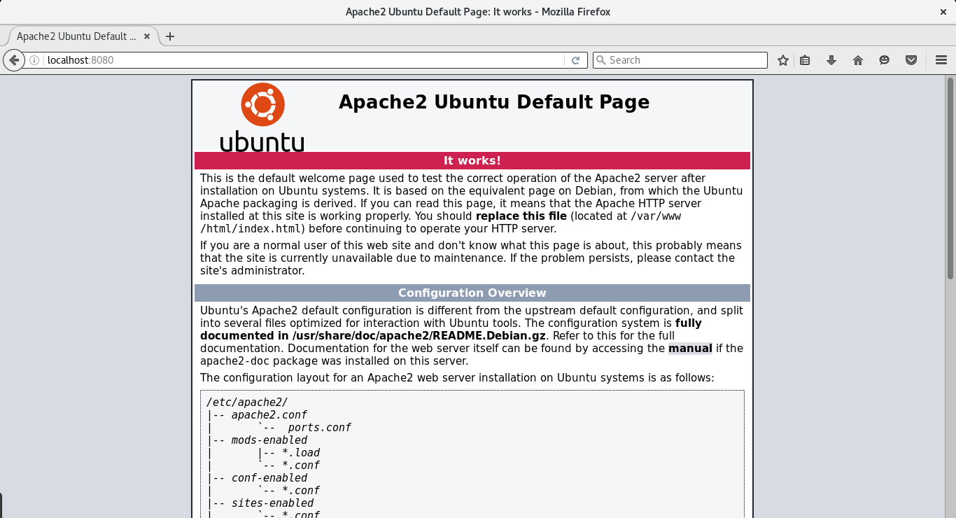 Apache Welcome page after successful provisioning