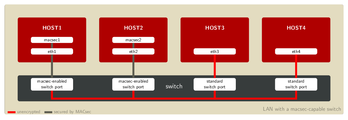 Example LAN setup with a MACsec-capable switch
