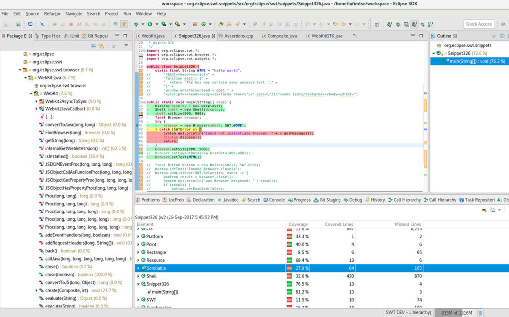 java coverage test tool in  RHD  Eclipse Java coverage Blog code