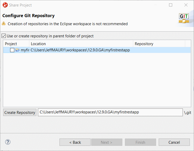 Configuring the Git repository