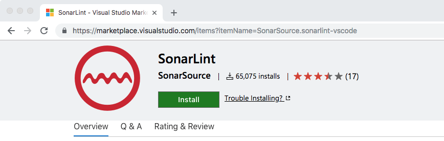 SonarLint Extension on the VS Code Marketplace
