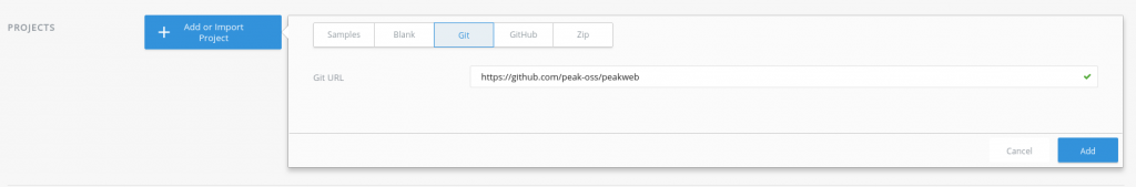 Entering the URL for the Peak Flask application