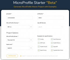 Retrieve the package for MicroProfile with Thorntail V2