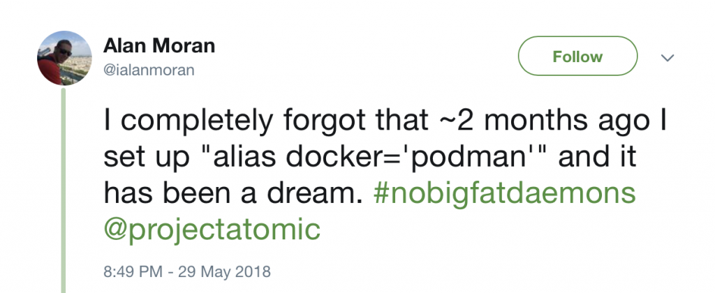 Defining docker as an alias for podman