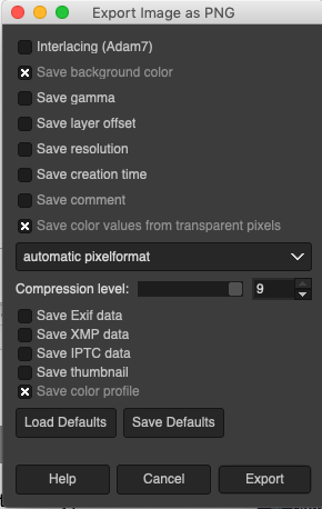 GIMP options that work