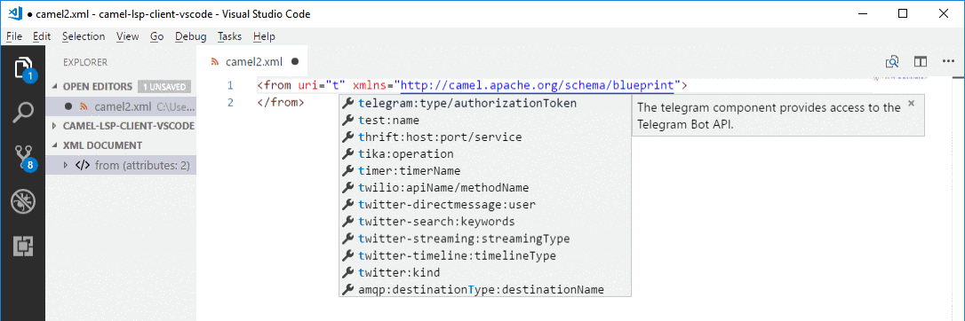 completion Camel XML