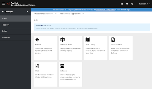 Add components in openshift developer perspective