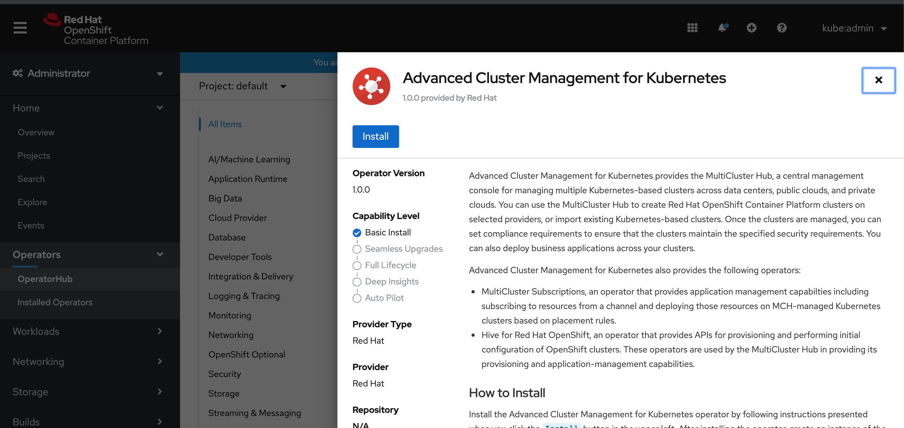 Installing Red Hat Advanced Cluster Management Acm For Kubernetes