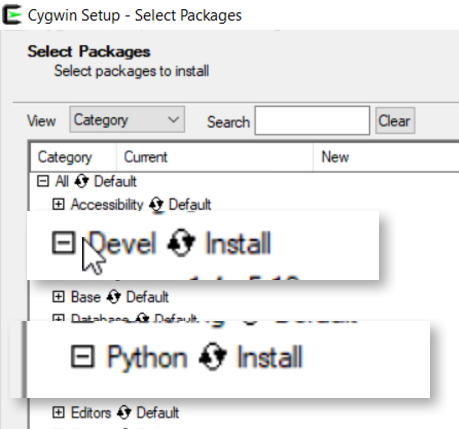 Installing Cygwin packages