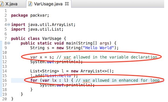 Ключевое слово var в java. 2 Usages в java Интерфейс. Java util arraylist