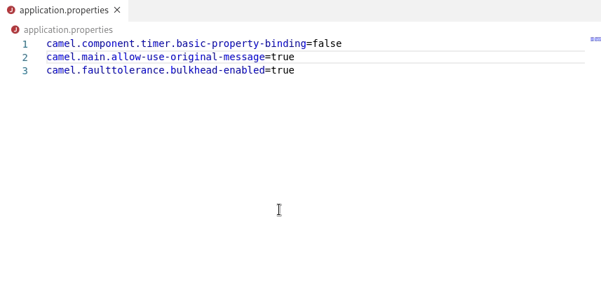 A demonstration of the cursor hovering over properties file names in the VS Code console.