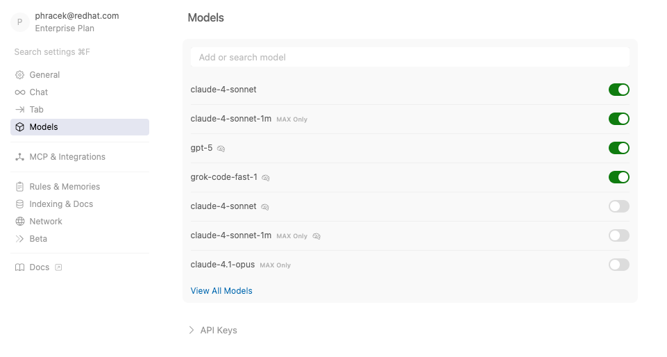 Cursor AI enabled models