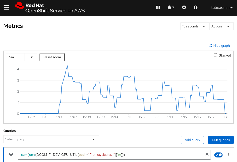 Shows GPU metrics utilization at 0