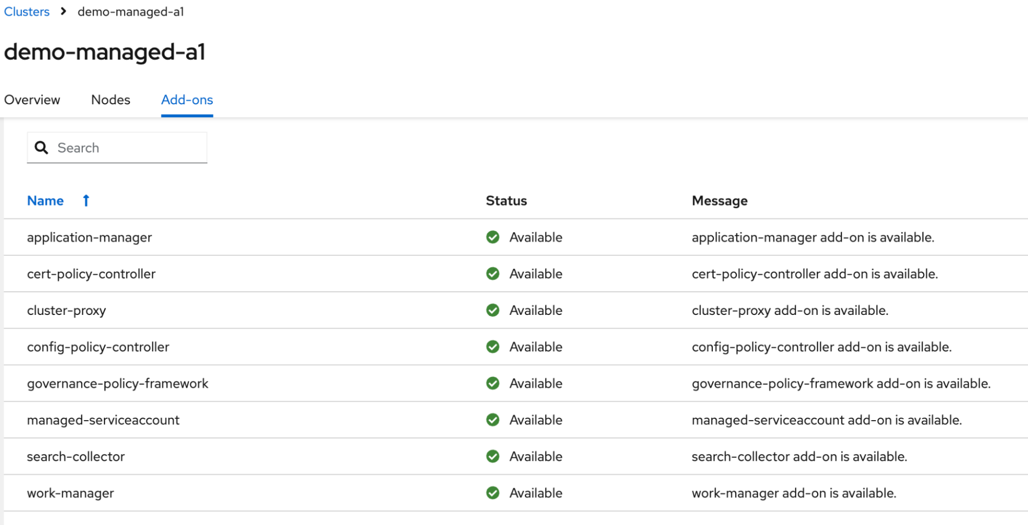 All add-ons are running in the migrated managed clusters.
