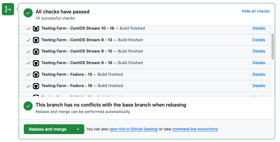 Required workflows in GitHub status window.