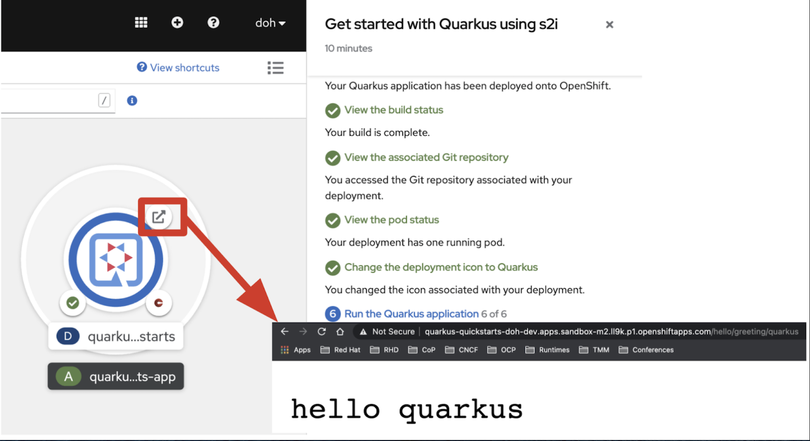 Run the Quarkus application from the REST API.