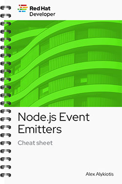 Node.js event emitters cheat sheet cover