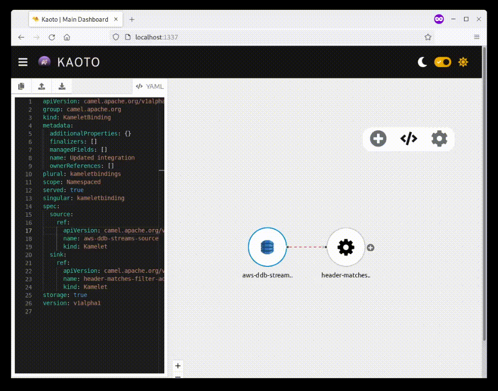 Kaoto lets users interact with code through searches and clicks.