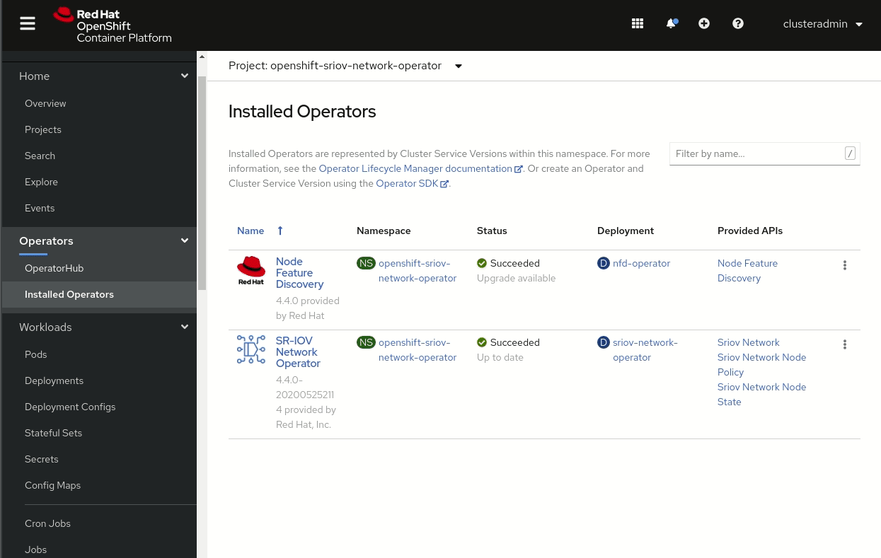 How to use the OpenShift web console to select the device type.