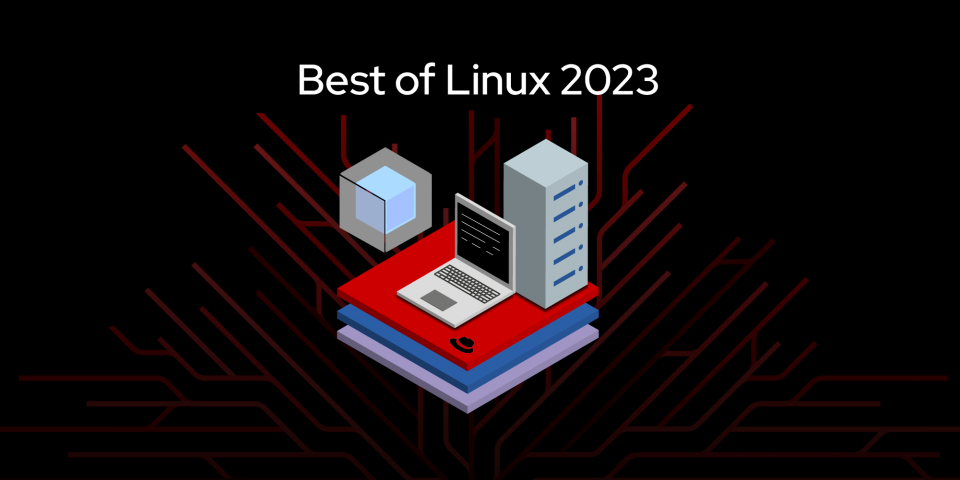 Featured image for Best of Linux 2023 that shows a computing setup.
