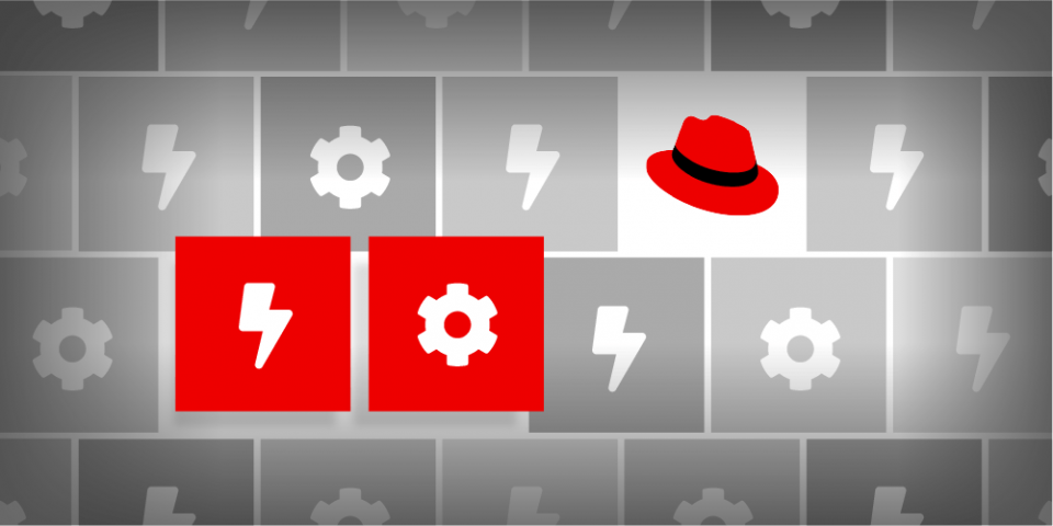 Image featuring red hat, lightning bolt, and gears
