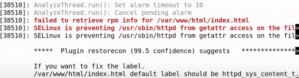The SELinux re-label resolution with journalctl.
