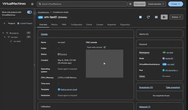 Source OpenShift Virtual Machine configuration item record in OpenShift.