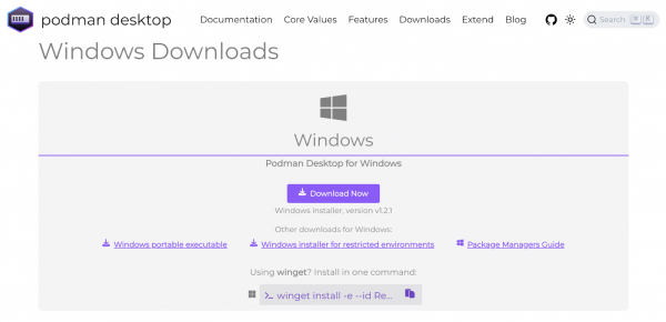 Podman Desktop Download Page