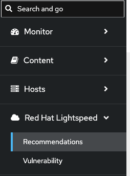Satellite left navigation menu highlighting the recommendations menu item.
