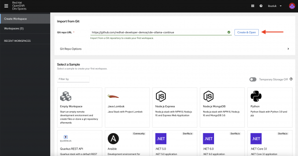 Figure 2: Starting Cloud Development Environment