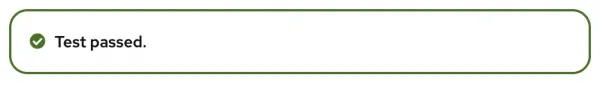 The text "Test passed" confirms that Ansible is able to retrieve content from the configured HashiCorpVault.
