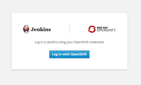 The Jenkins login screen with OpenShift credentials.