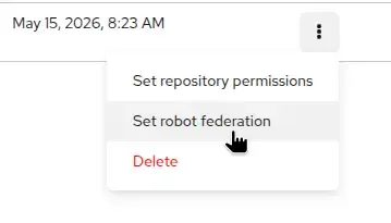 The Quay kebab menu expanded to "Set Robot Federation."