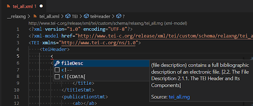 The xml-completion process based on RelaxNG.