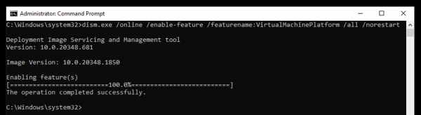 Command Prompt Enable VM