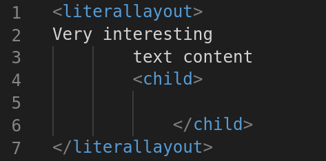 The xml-literal-layout tag support.