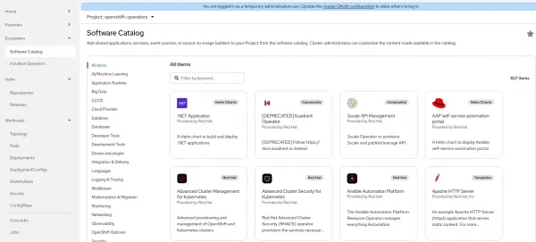 Software Catalog in Red Hat OpenShift