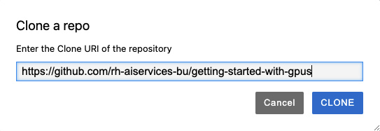 Figure 4: Enter the URL for the Git repository you want to clone.