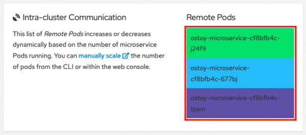 Screenshot of remote pods display on console showing three microservice pods available.png