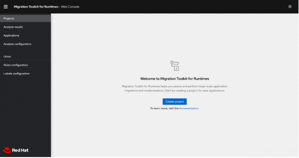 Migration Toolkit start page.