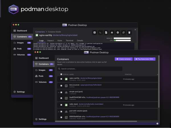 Screenshot of the Podman desktop.
